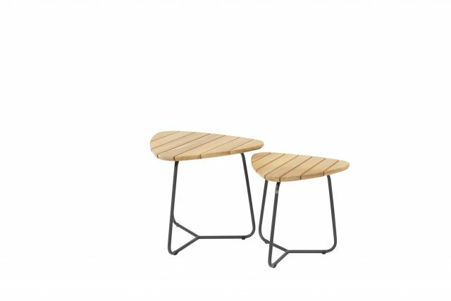 4so verdi set van 2 teak driehoekige salontafels