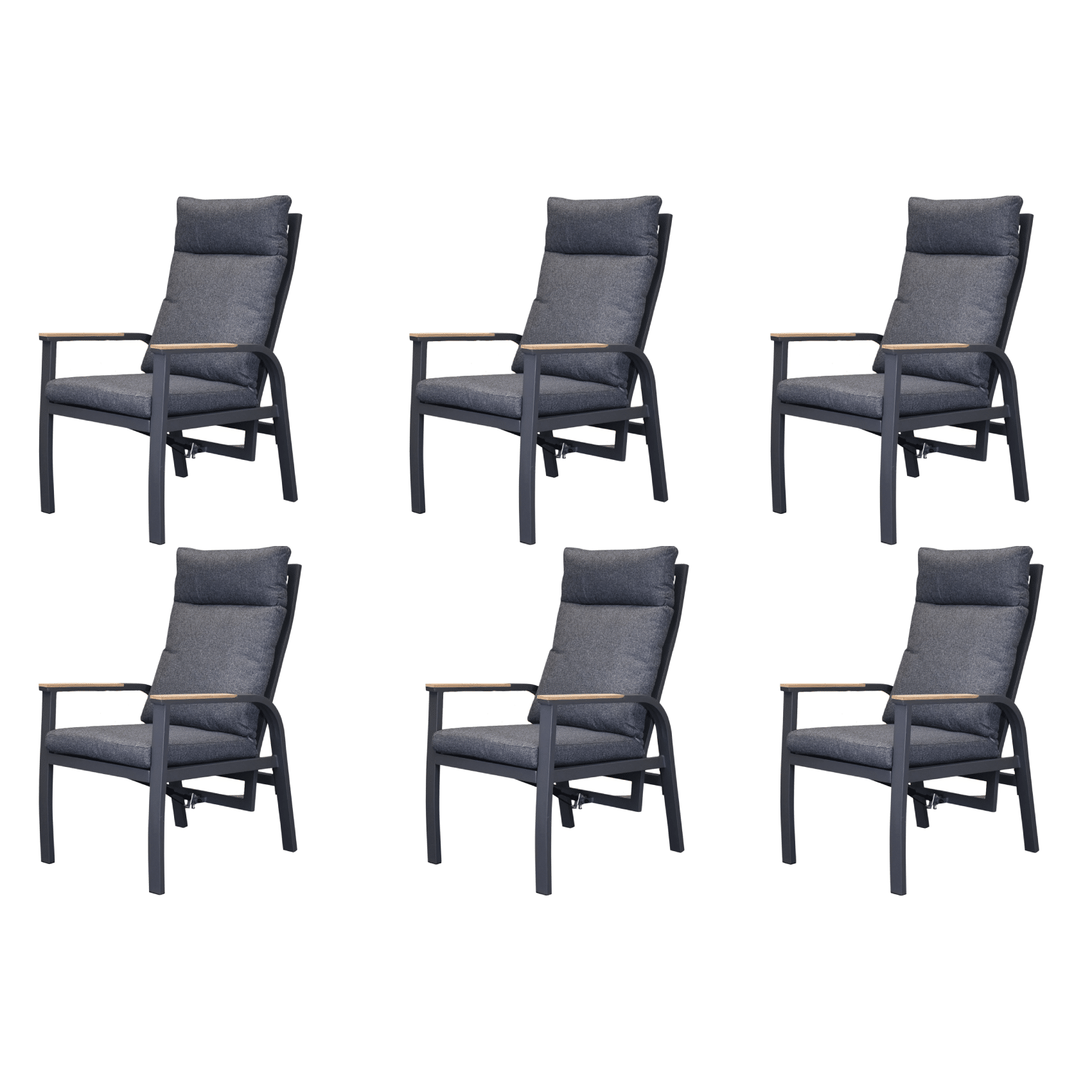 avh collectie kota dining tuinstoel verstelbaar antraciet aluminium set van 6