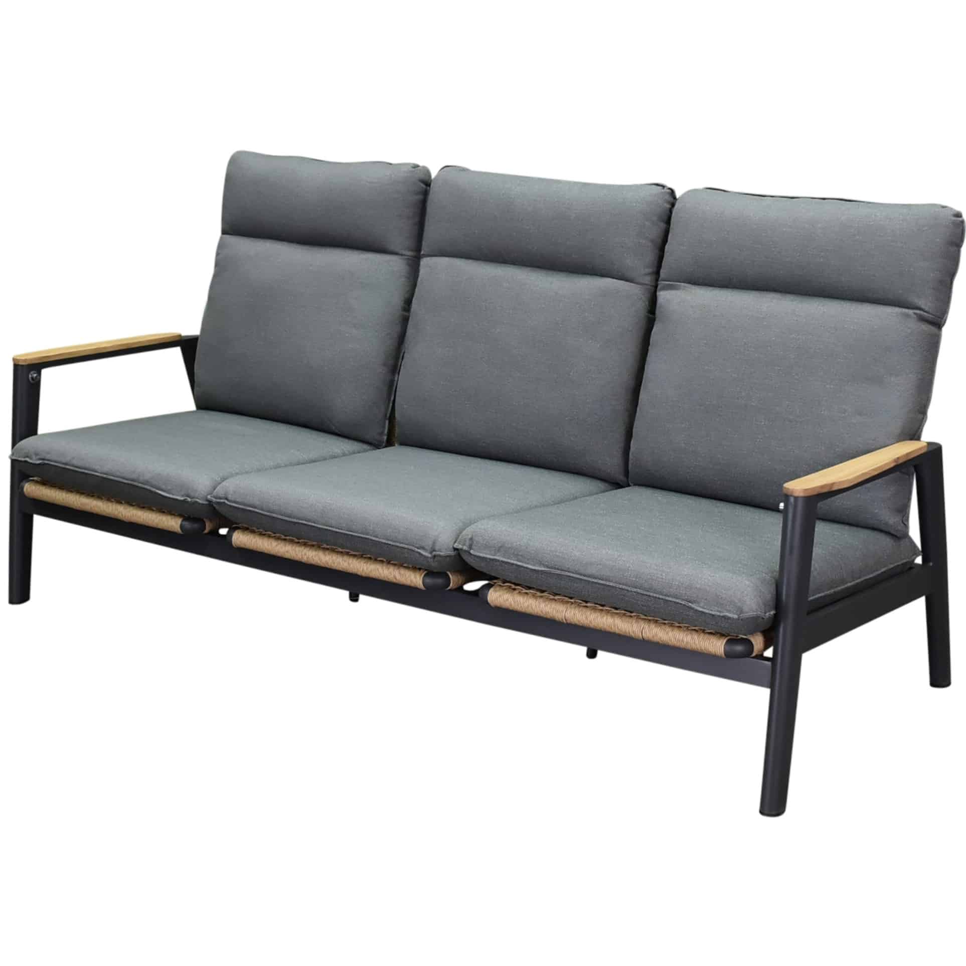 alzano verstelbare 3 zitsbank aluminium teak antraciet