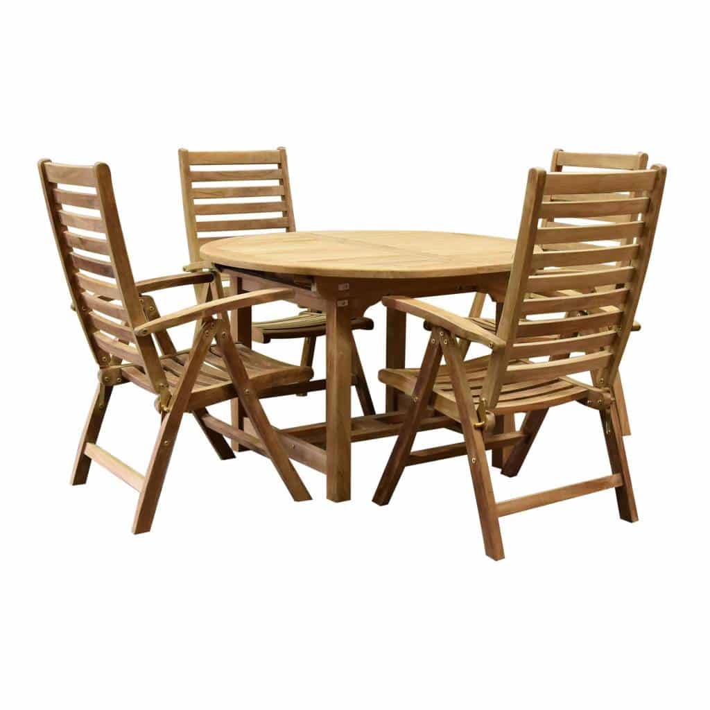 arona ovaal uitschuifbare dining tuinset 120 170x120xh76 cm 5 delig teak