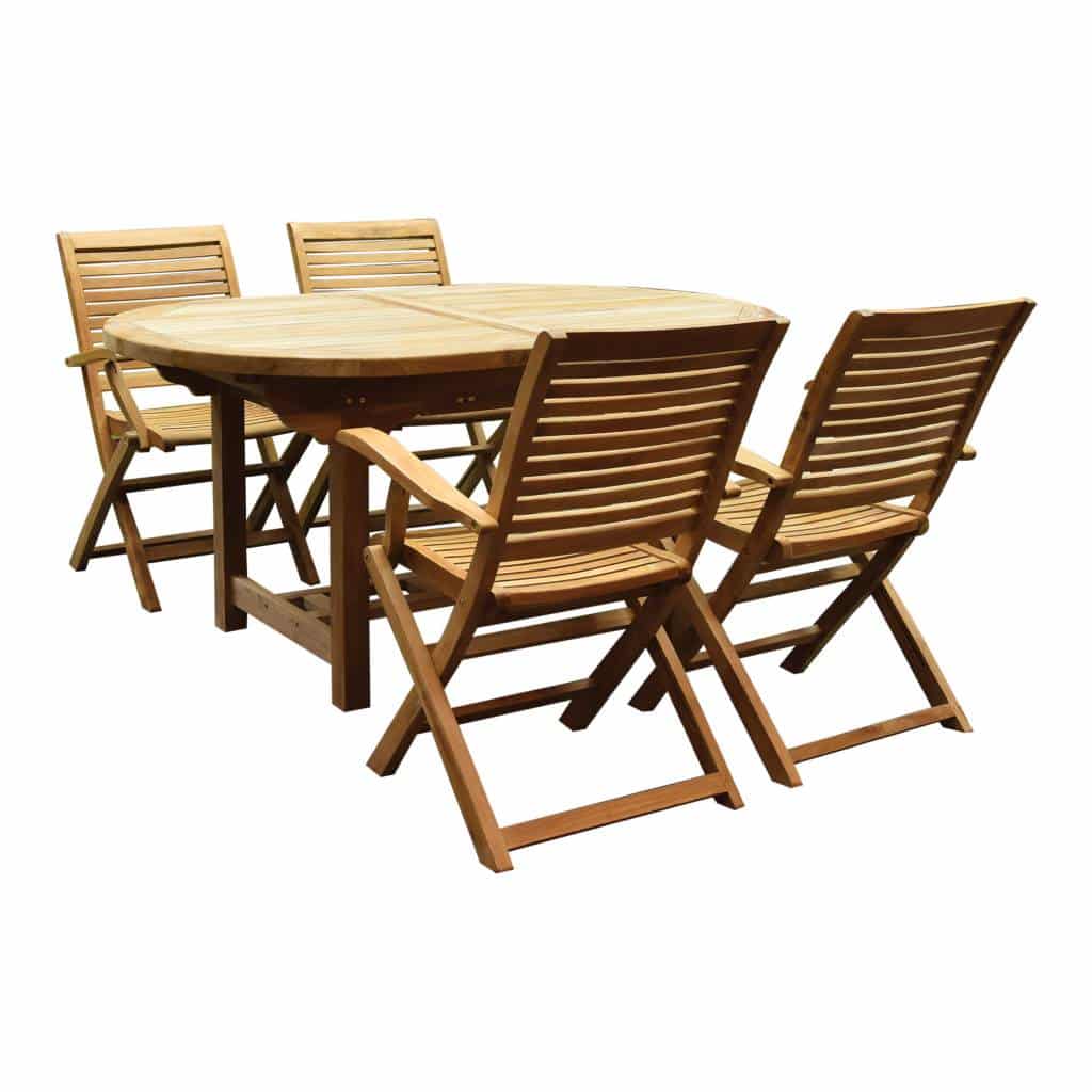 arona ovaal uitschuifbare dining tuinset 160 210×100 cm blad 4 cm 5 delig teak