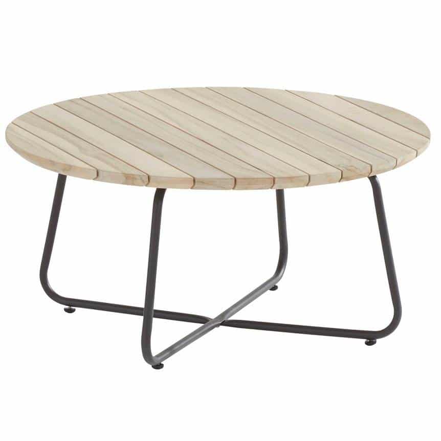 axel lounge tuintafel 73xh35 cm rond teak 4 seasons outdoor