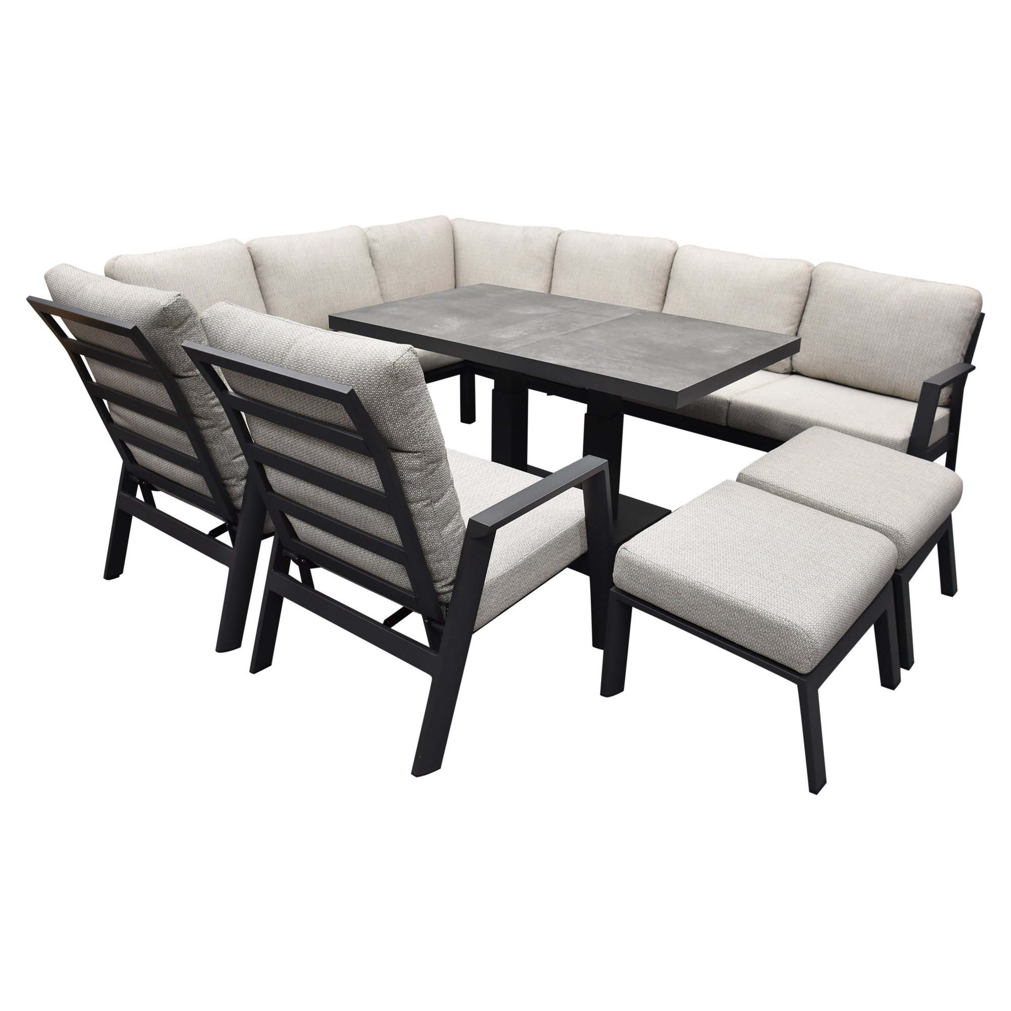 barolo hoek dining loungeset 8 delig aluminium verstelbare tafel antraciet