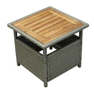 bijzettafel buiten aluminium wicker robinahout grijs 45 x 40 cm