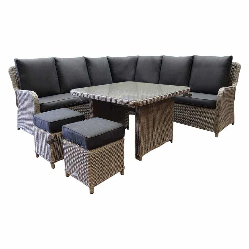 Bilbao hoek dining loungeset 6 delig grijs