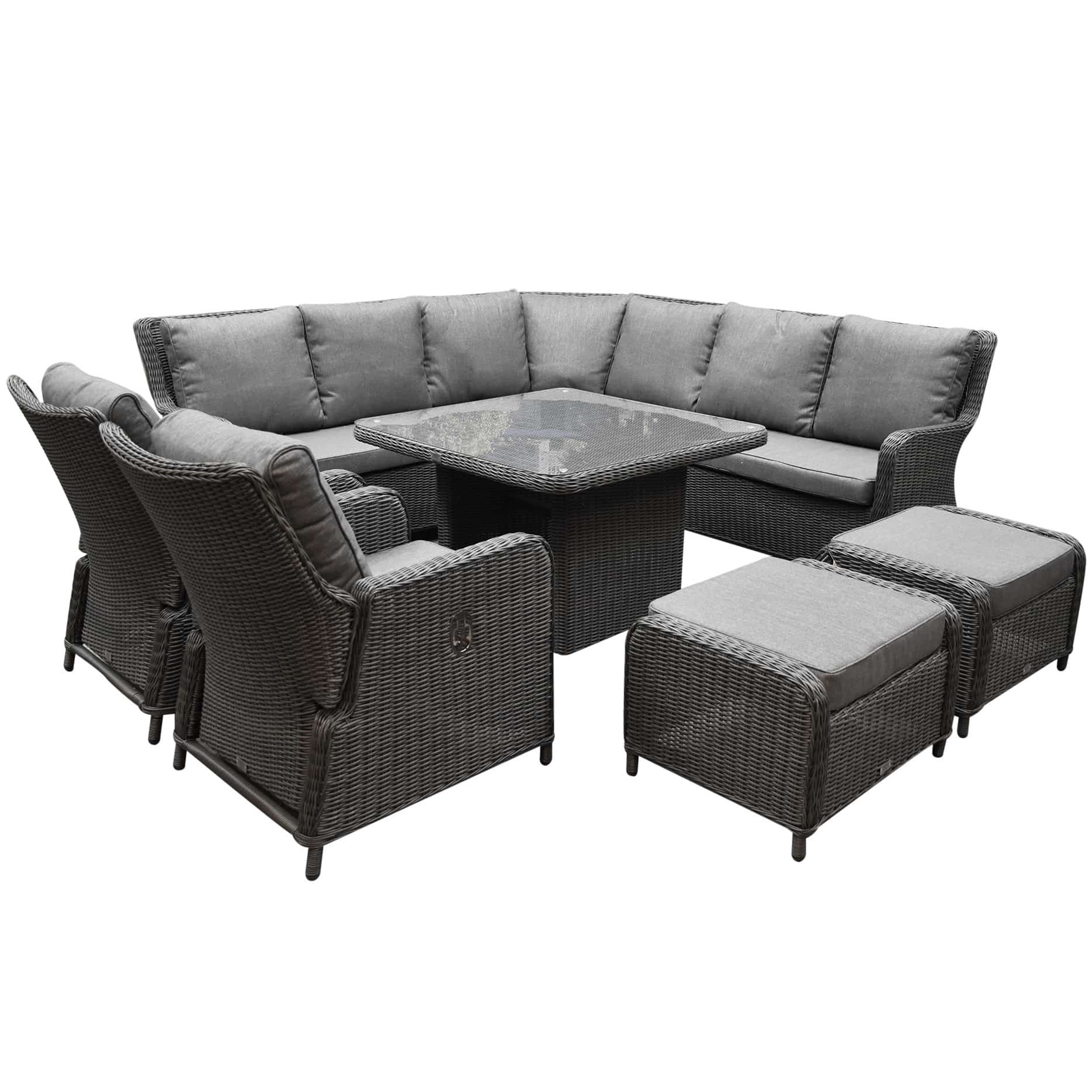 bilbao premium dining loungeset 8 delig antraciet wicker