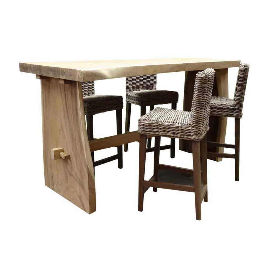 boomstam / rita bar tuinset 220x70x110 cm 5 delig naturel