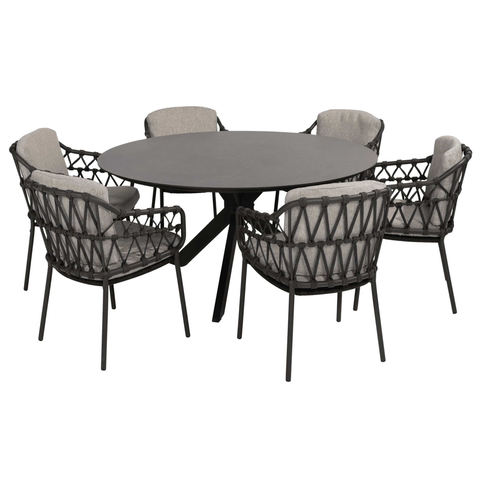 calpi locarno dining tuinset 160 cm rond 7 delig hpl antraciet 4 seasons outdoor