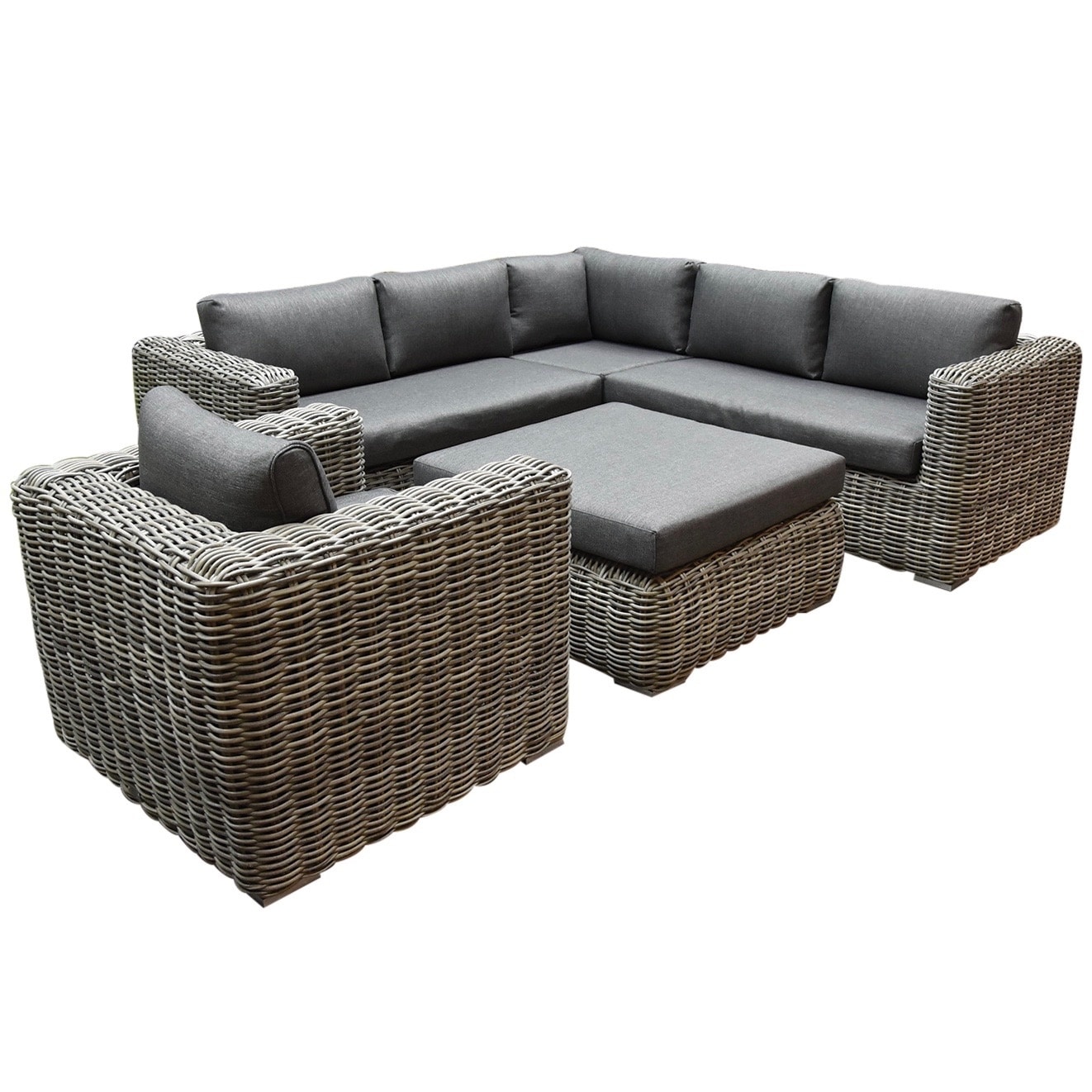 cervo hoek loungeset 5 delig grijs wicker