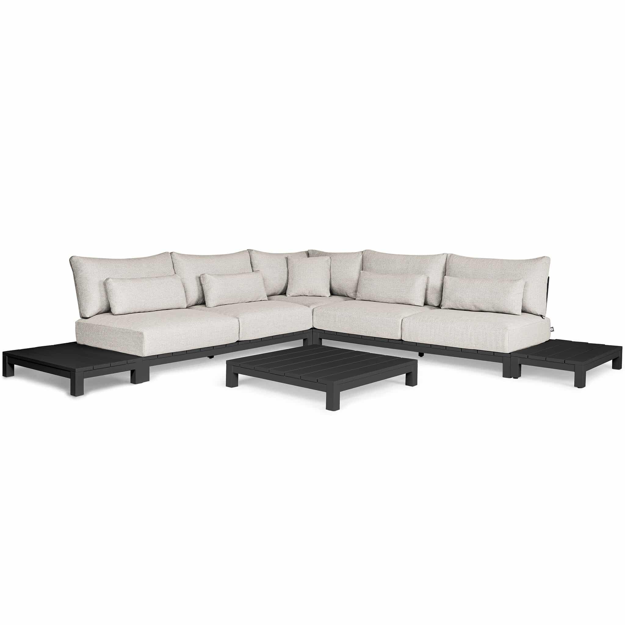 evora hoek loungeset 6 delig (showroom) natural mixed weave / matt black frame suns