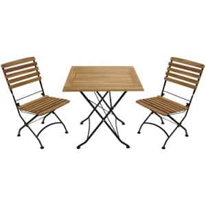 hardhouten bistroset jakarta 75 x 75 cm met zwart frame