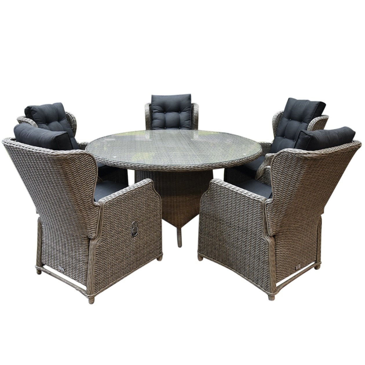 ibiza riccione dining tuinset 150 cm rond 6 delig grijs verstelbaar