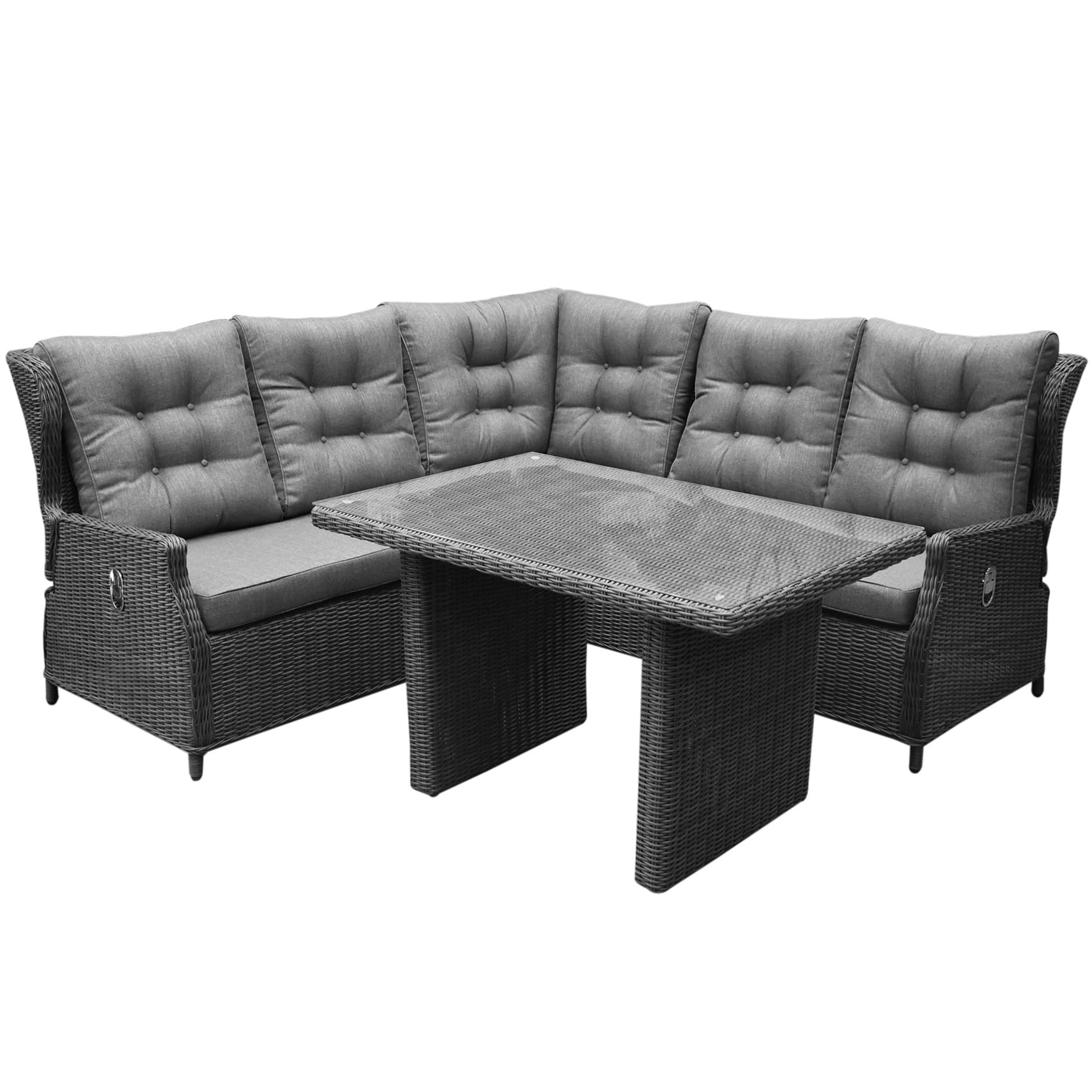 ibiza premium dining loungeset 4 delig antraciet vlechtwerk