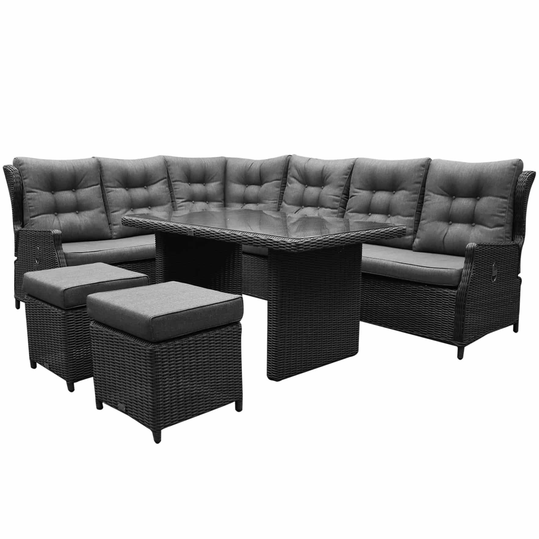 ibiza premium hoek dining loungeset 7 delig antraciet