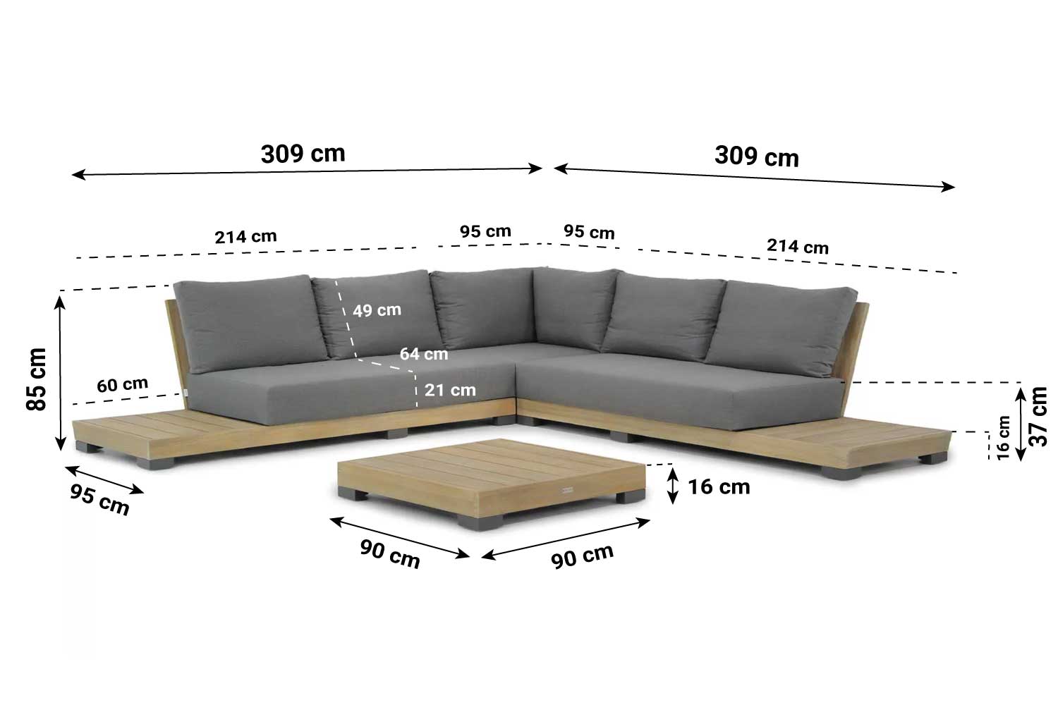 lifestyle hilton hoek loungeset 4 delig