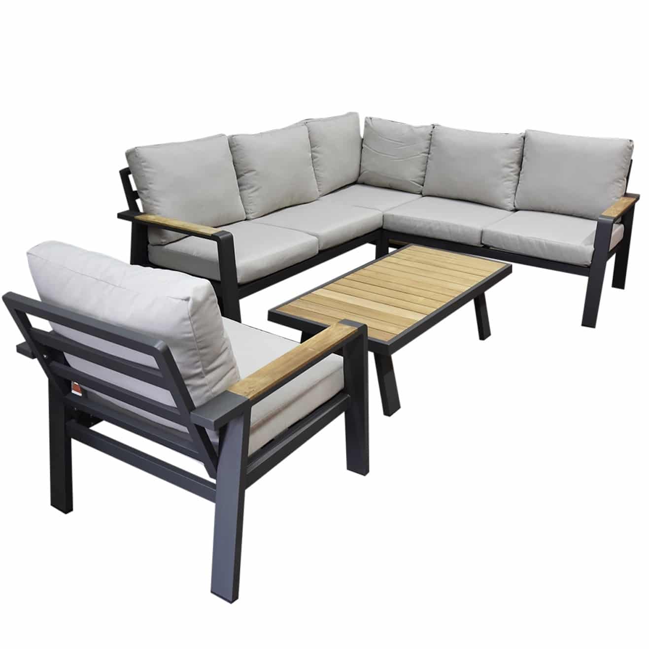 lola hoek loungeset 5 delig aluminium antraciet