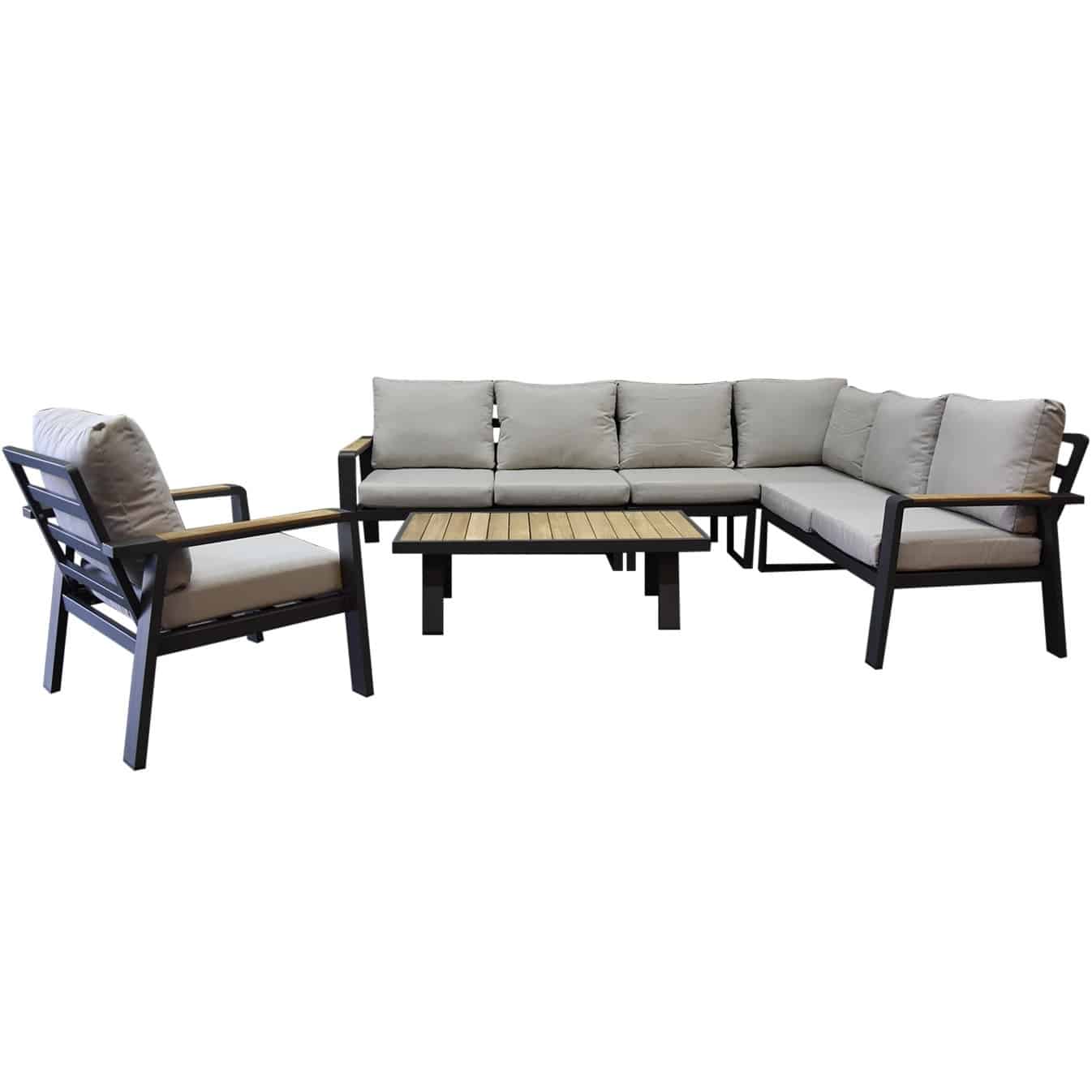lola hoek loungeset 6 delig aluminium antraciet