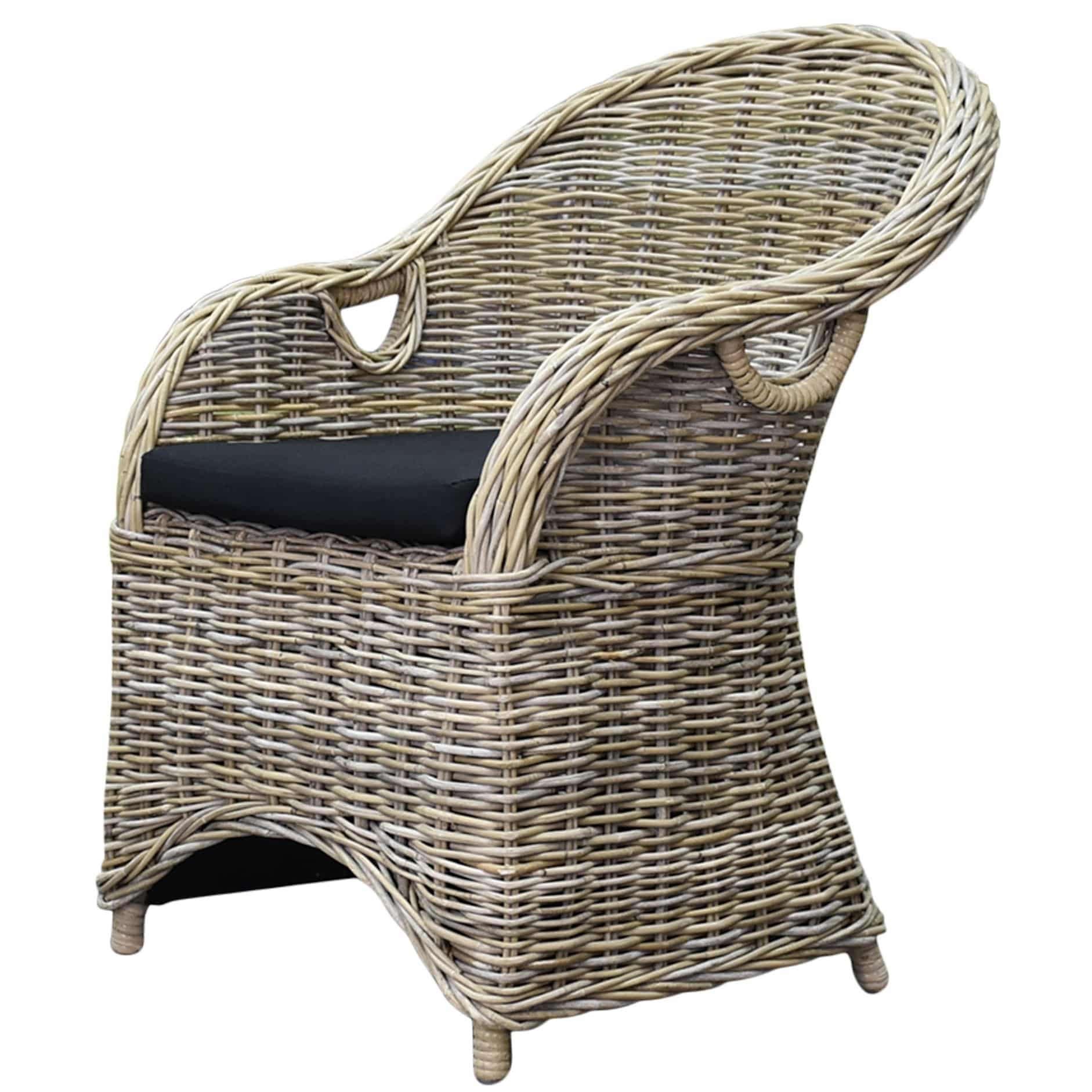 macau dining tuinstoel met handgat naturel rotan olefin black