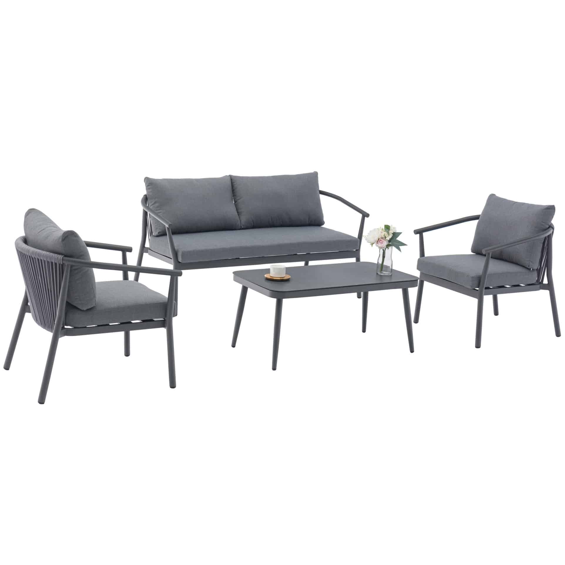 malta stoel bank loungeset 4 delig aluminium rope