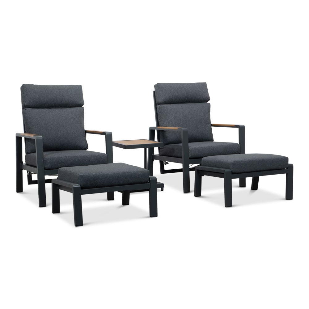 manhattan lounge balkonset 5 delig | aluminium + polywood | antraciet