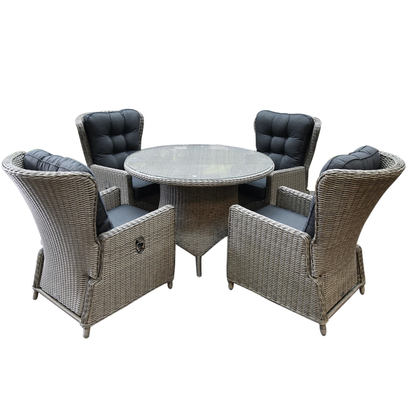 marina riccione dining tuinset 110 cm rond 5 delig grijs verstelbaar