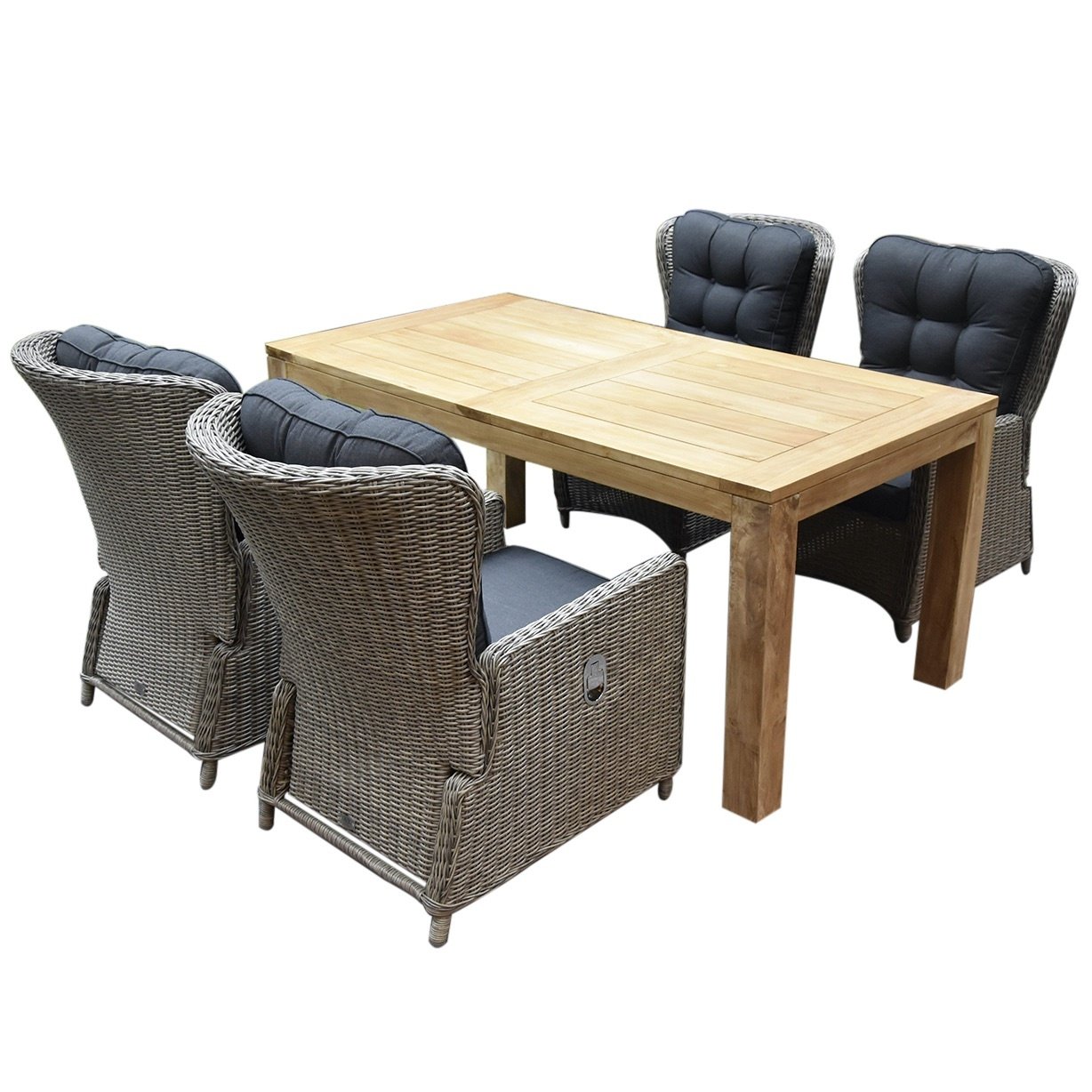 marina lounge krista dining tuinset 180x95xh77,5 cm 5 delig grijs verstelbaar