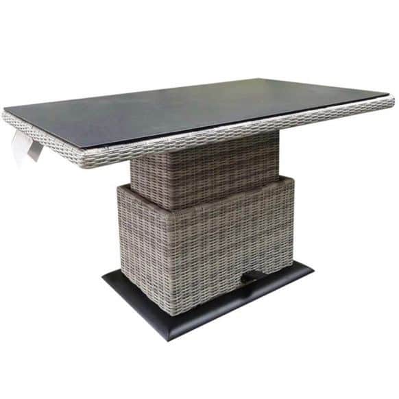 miami lounge diningtafel 130x75xh47 71 cm in hoogte verstelbaar wit grijs
