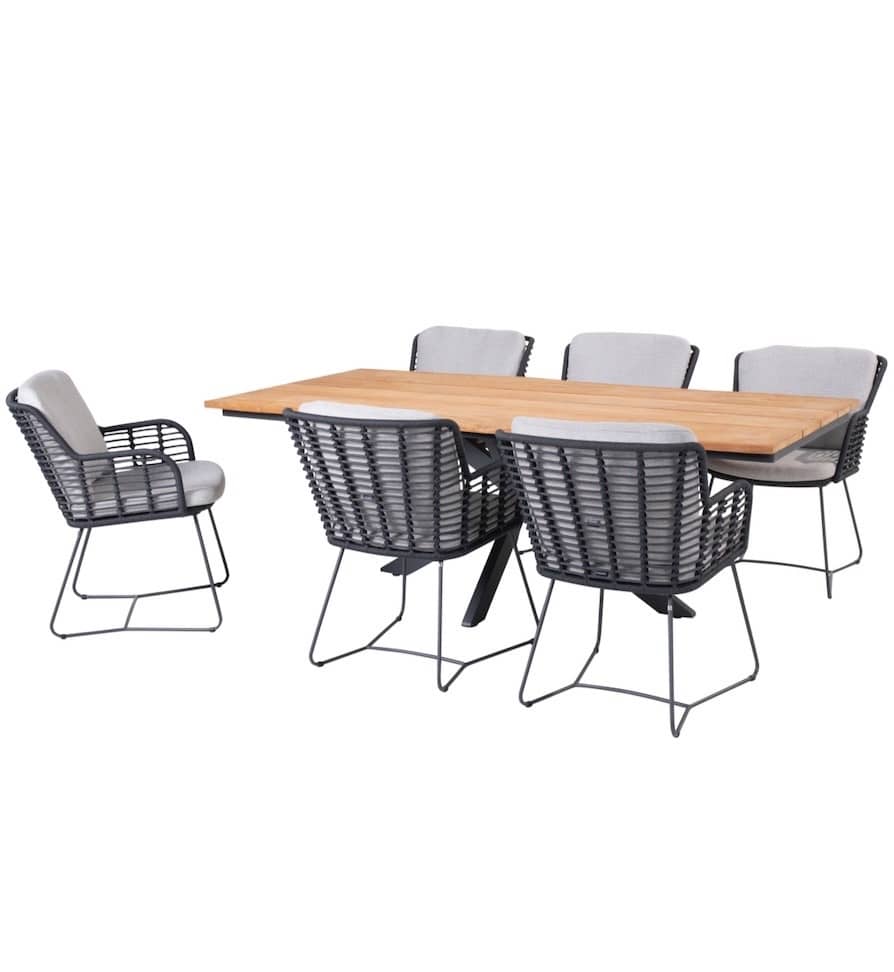 minerva fabrice dining tuinset 220x95xh75cm 7 delig teak 4 seasons outdoor