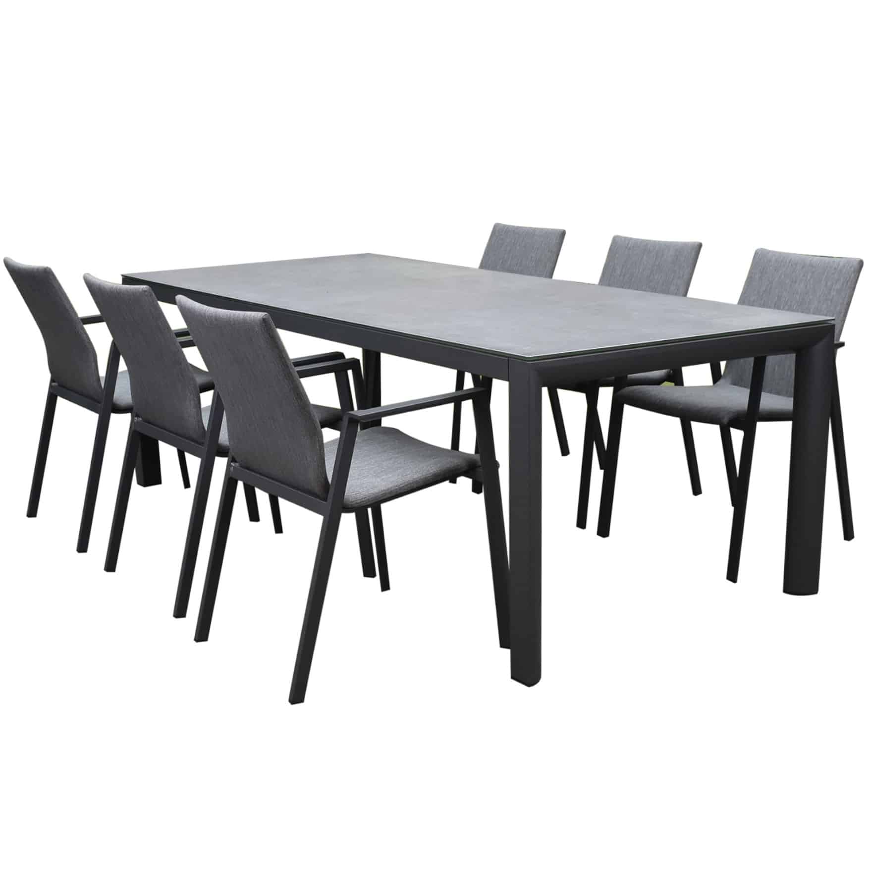 nancy angora dining tuinset 220x100xh74,5 7 delig aluminium