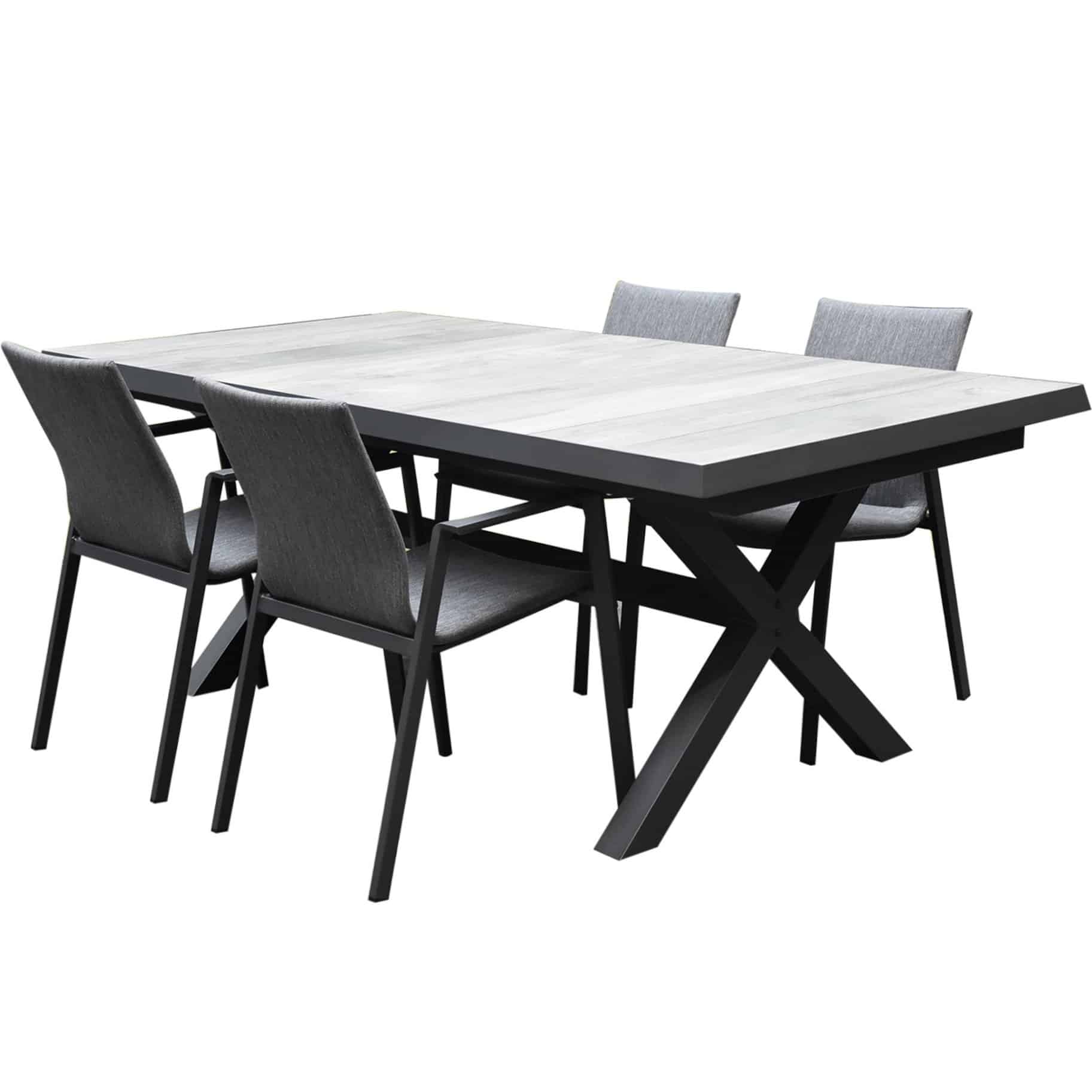 nancy new delhi dining tuinset uitschuifbaar 204 264x103xh74,5 cm 5 delig aluminium