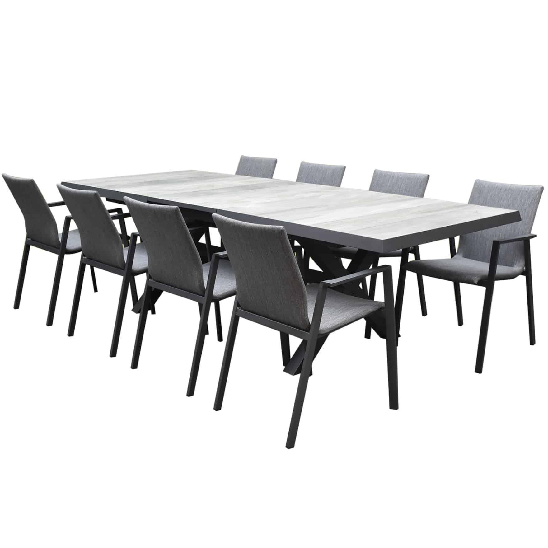nancy new delhi dining tuinset uitschuifbaar 204 264x103xh74,5 cm 9 delig aluminium