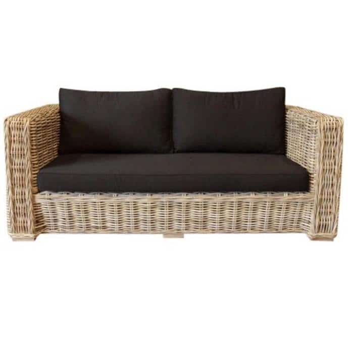 nissah 2,5 zitsbank naturel rotan olefin black urecel foam