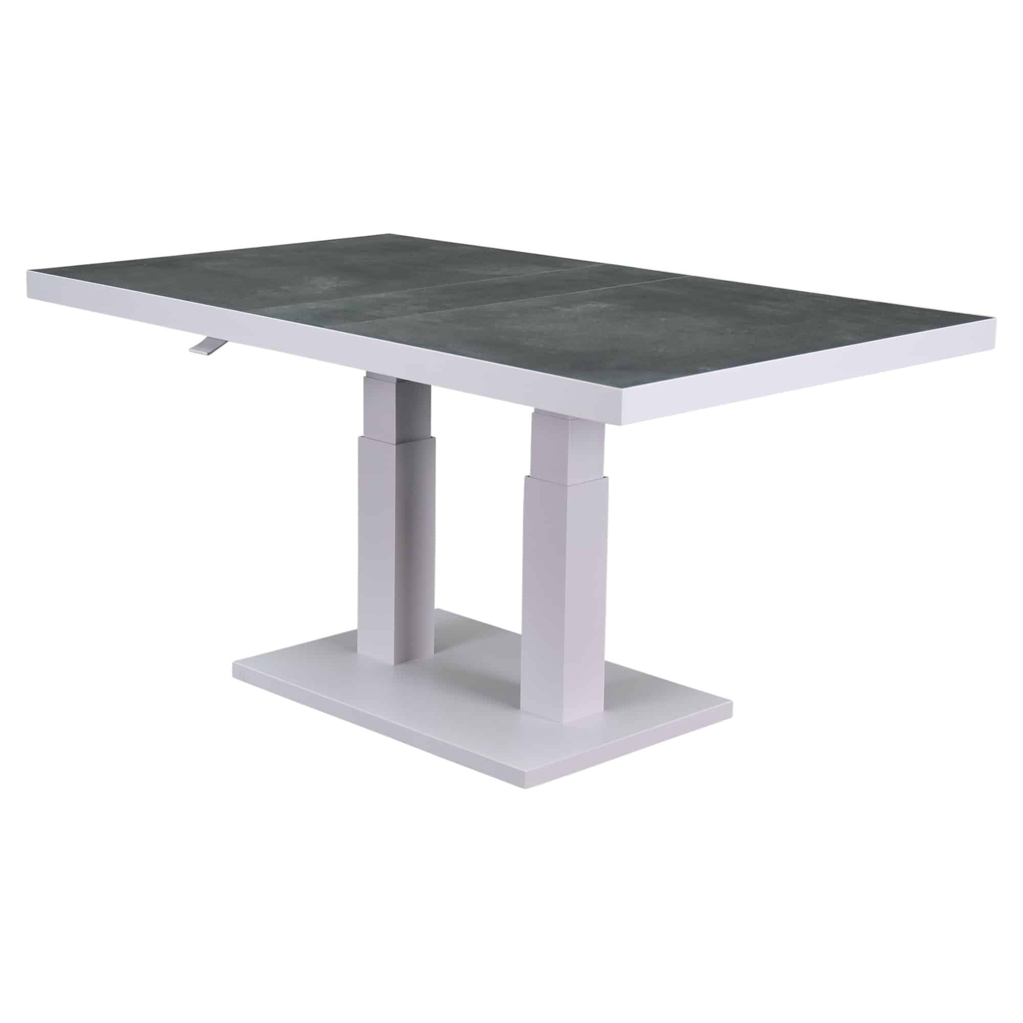 pacific lounge diningtafel 140x85xh49 72 cm in hoogte verstelbaar aluminium wit