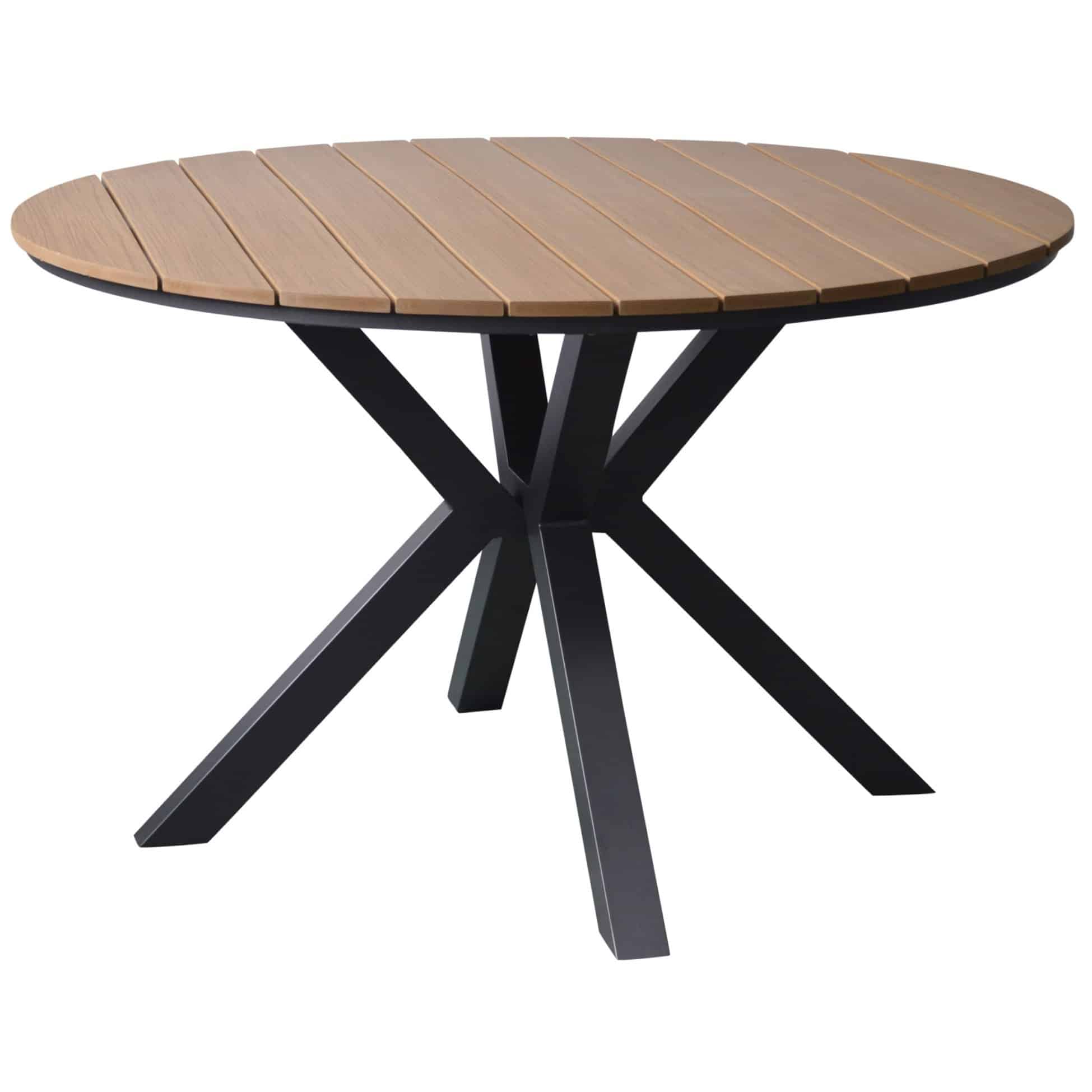 quincy dining tuintafel aluminium 120xh75 cm rond teak blad