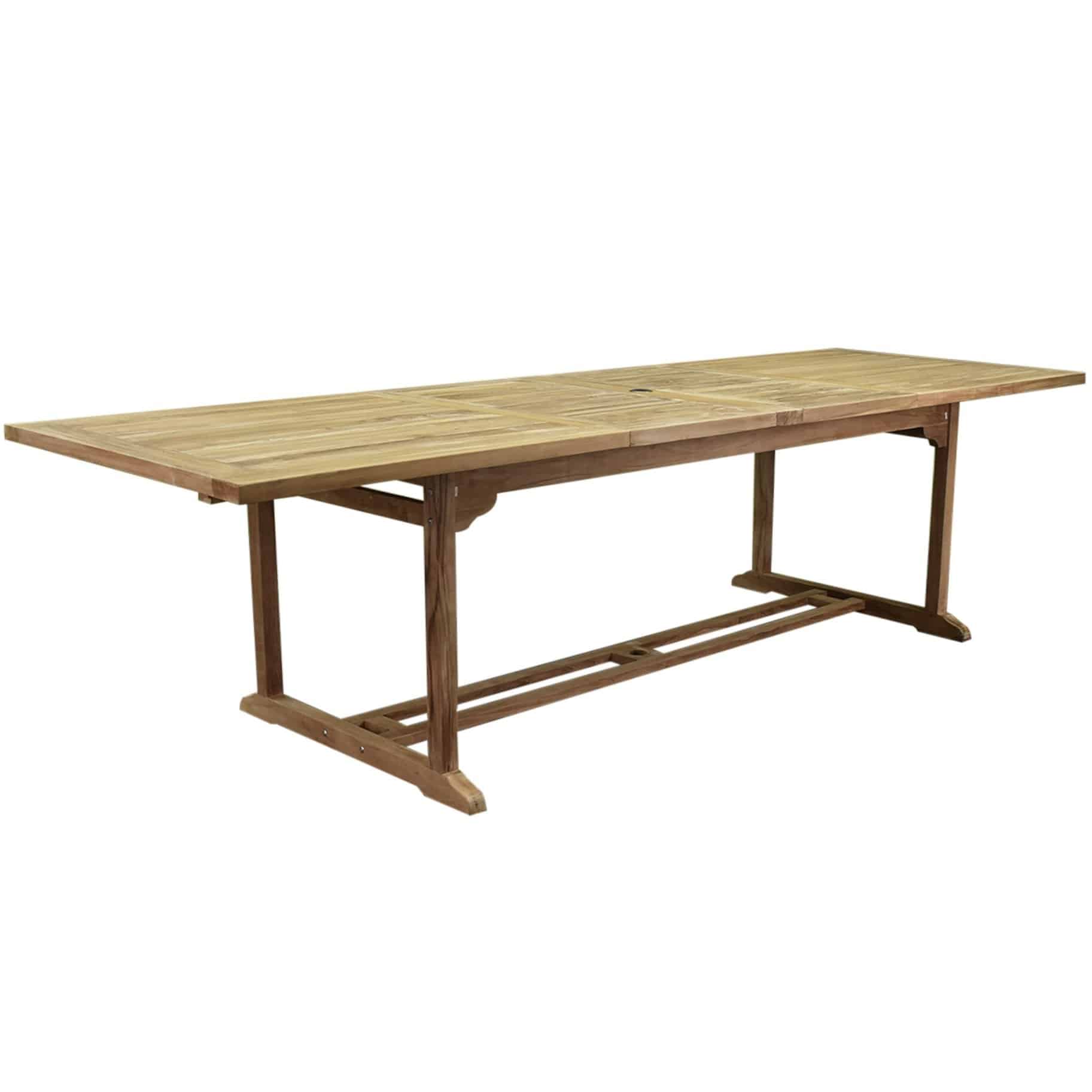 rechthoekig 2 x uitschuifbare dining tuintafel 200 250 300x100xh77,5 cm teak