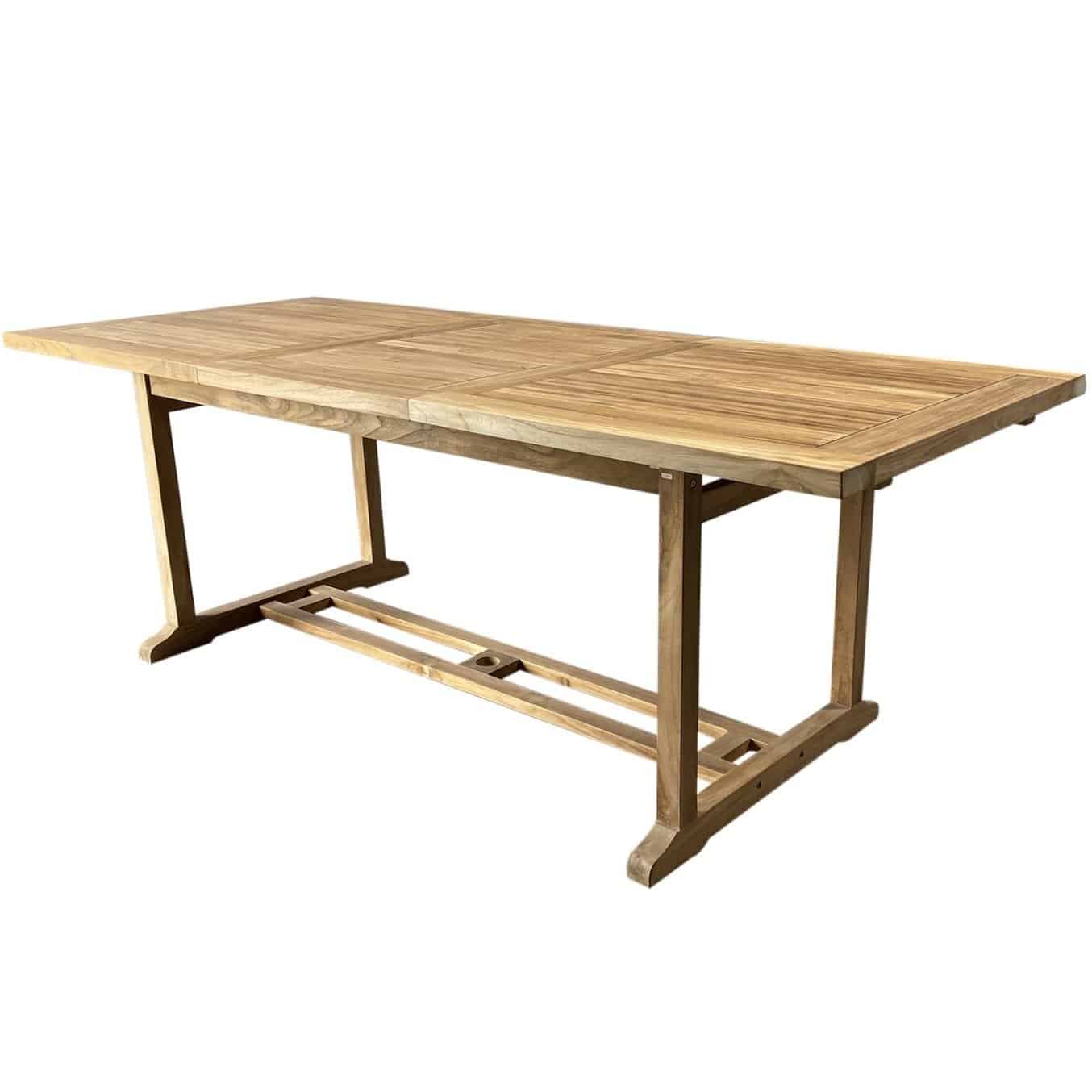 rechthoekig uitschuifbare dining tuintafel 160 220x90xh76 cm bladdikte 2,8 cm teak