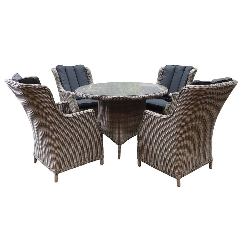riccione darwin dining tuinset 110 cm rond 5 delig grijs