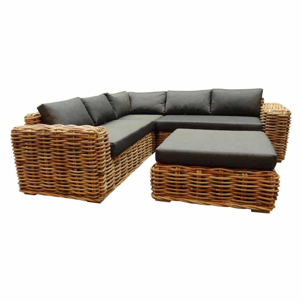 sabuga hoek loungeset 4 delig naturel rotan