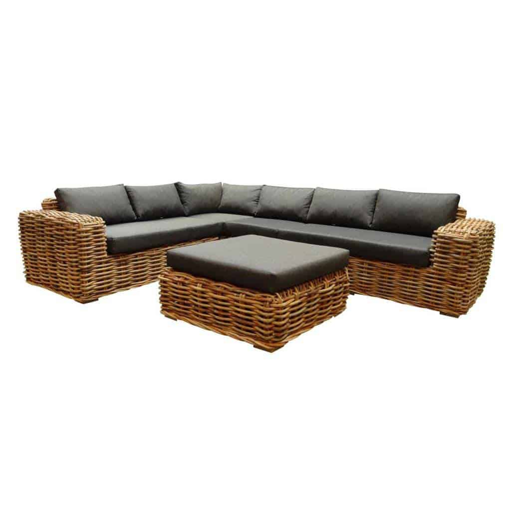 sabuga hoek loungeset 5 delig naturel rotan