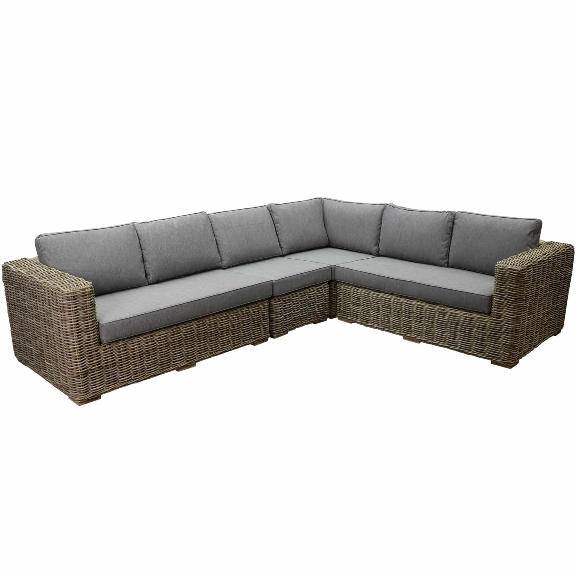 serva hoek loungeset 4 delig naturel rotan