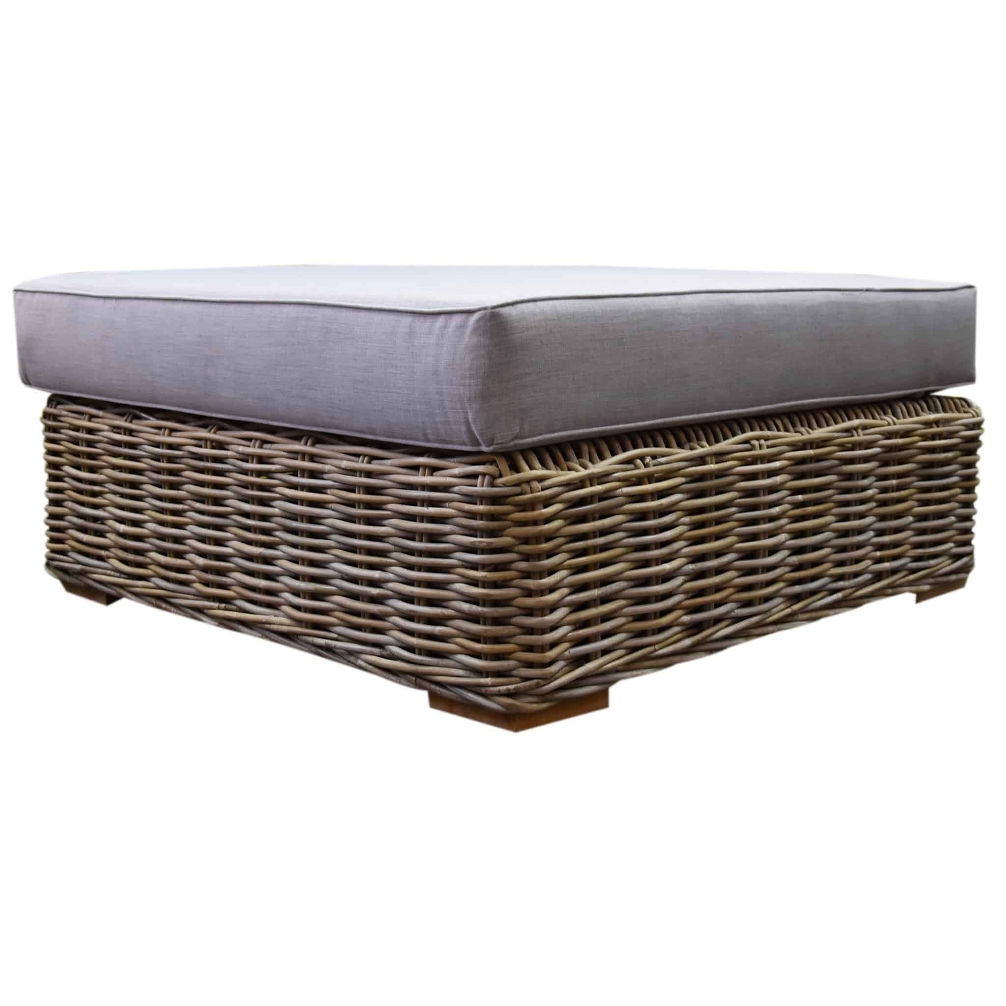 serva voetenbank met kussen naturel rotan suntech grey