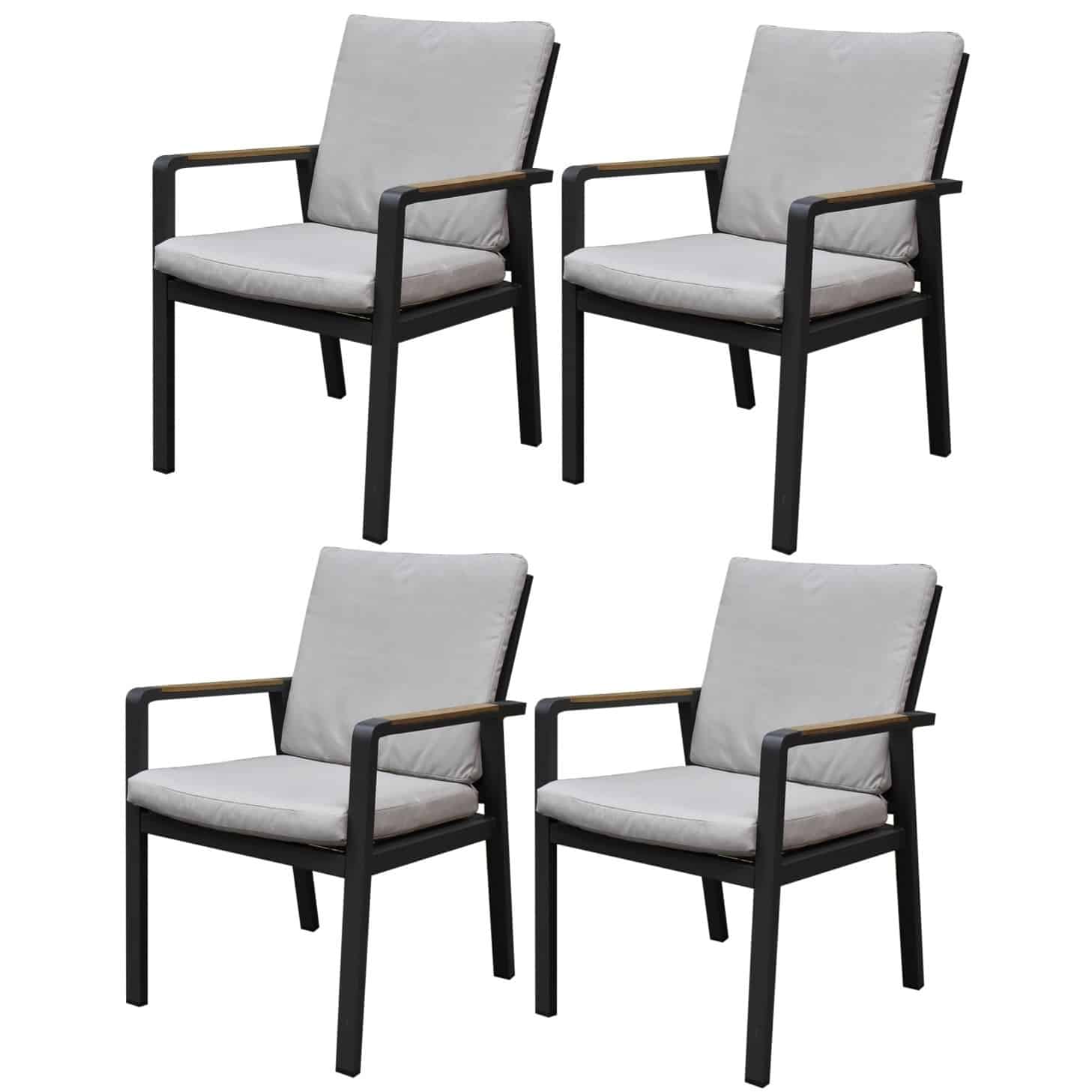 set van 4 lola dining tuinstoelen aluminium antraciet