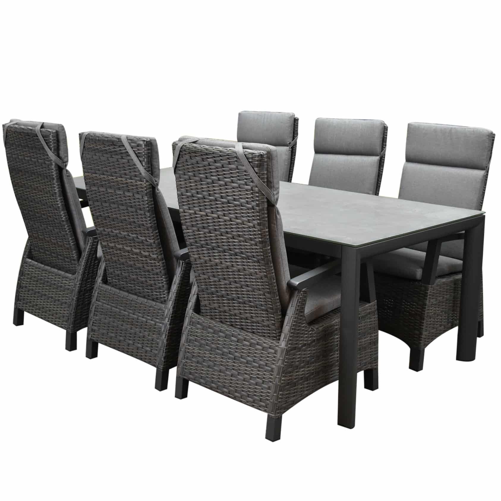 tunis angora dining tuinset 220x100x74,5 cm 7 delig verstelbaar antraciet