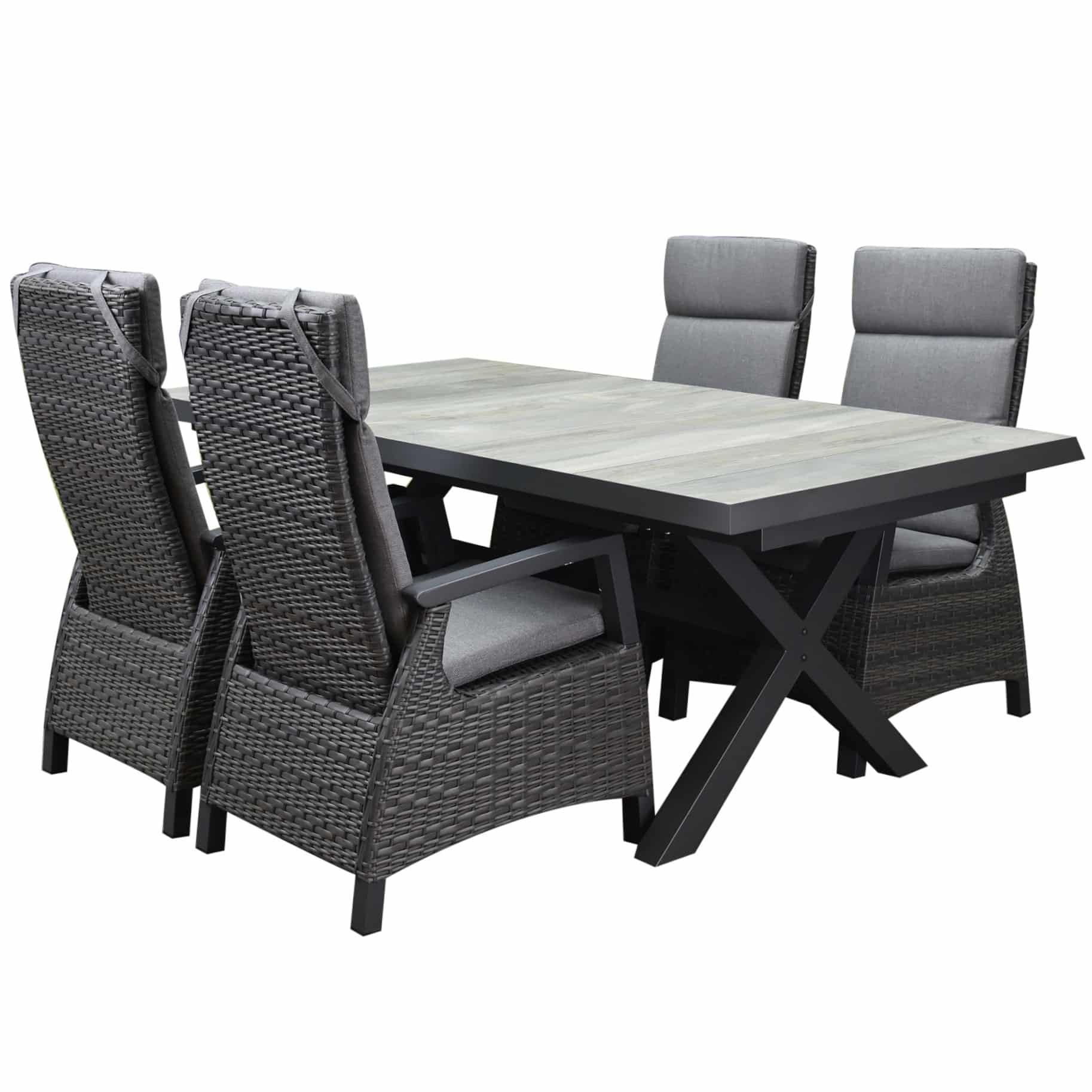 tunis new delhi dining tuinset uitschuifbaar 204 264x103xh74,5 cm 5 delig verstelbaar