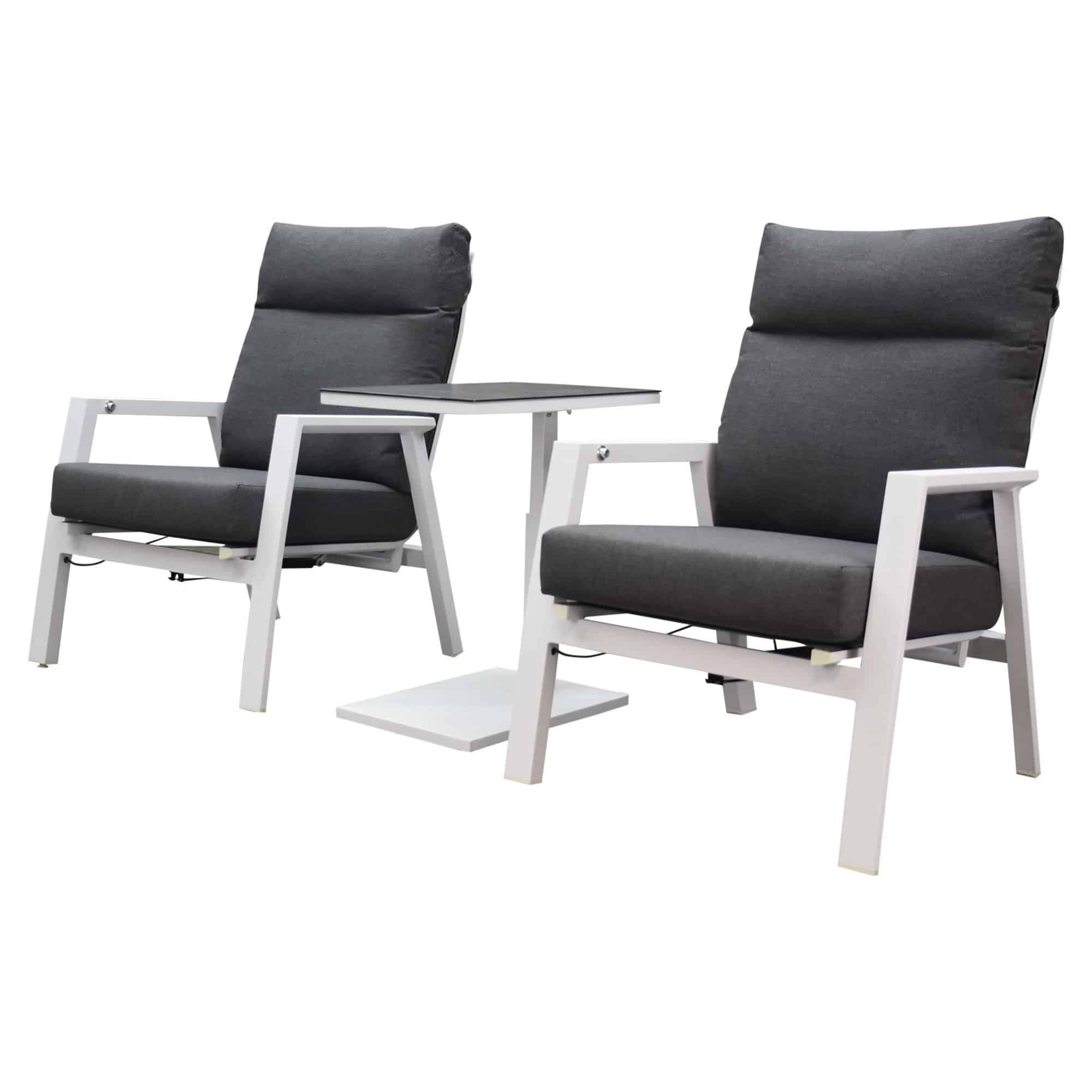 vegas tracy lounge balkonset 3 delig verstelbaar wit aluminium