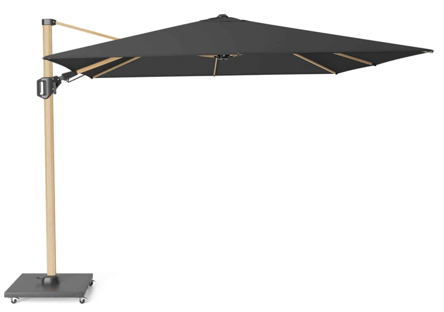 zweefparasol challenger t2 premium 300×300 cm vervaagd zwart oak kleurig frame zonwering platinum