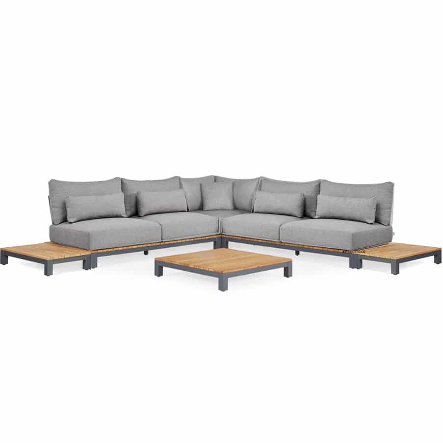 suns evora hoek loungeset 6 delig light anthracite mixed weave / matt royal grey