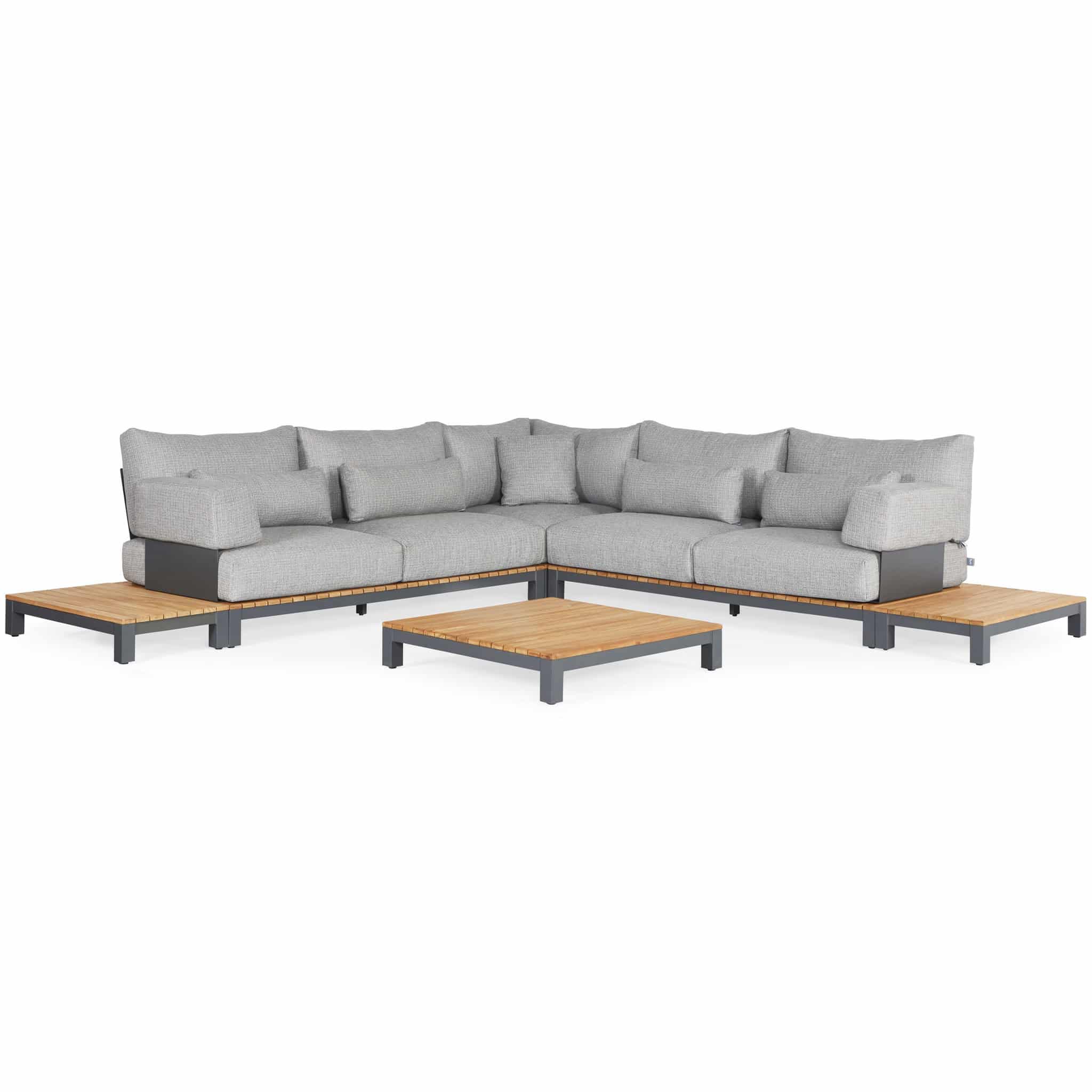 suns evora hoek loungeset 8 delig light anthracite mixed weave / matt royal grey