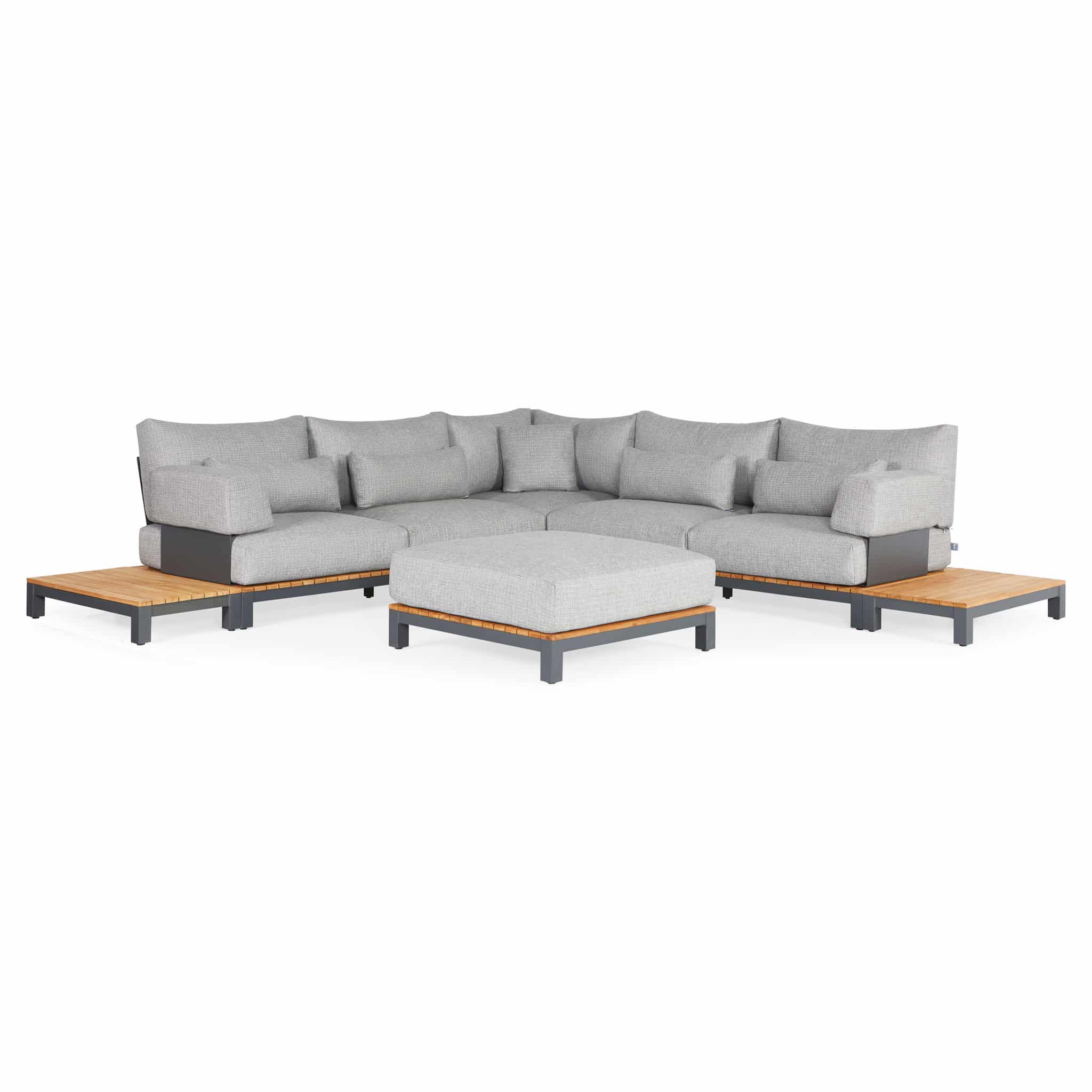 suns evora hoek loungeset 9 delig light anthracite mixed weave / matt royal grey