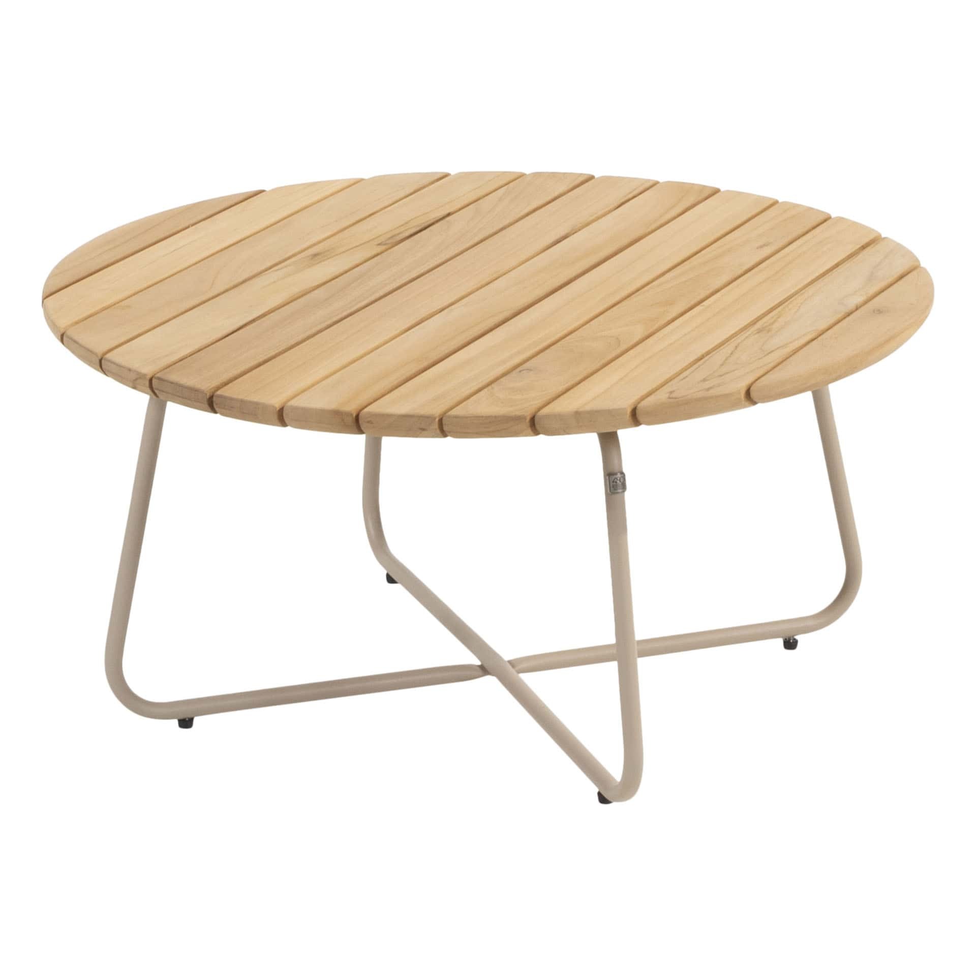 4so verdi koffietafel teak 73 cm rond frame latte